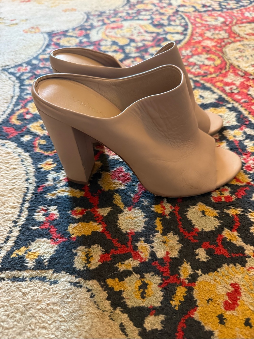 Vince Blush Taupe Open-Toe Block Heel Mules